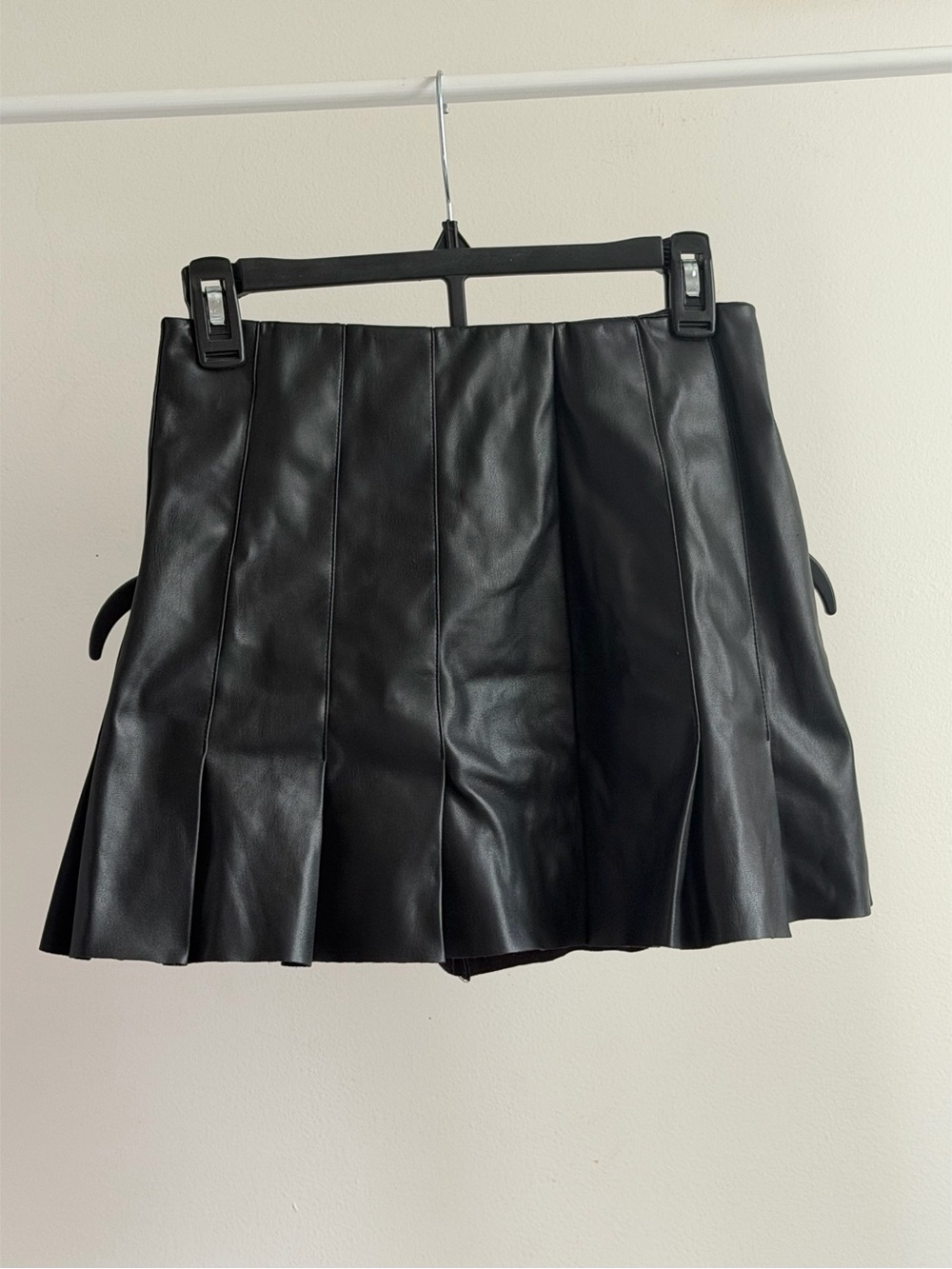 Zara Black Faux Leather Pleated Mini Skirt